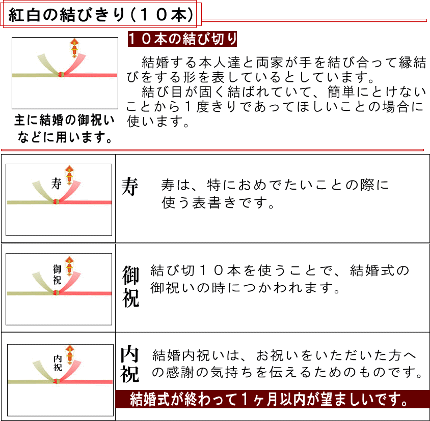 紅白結び切１０本